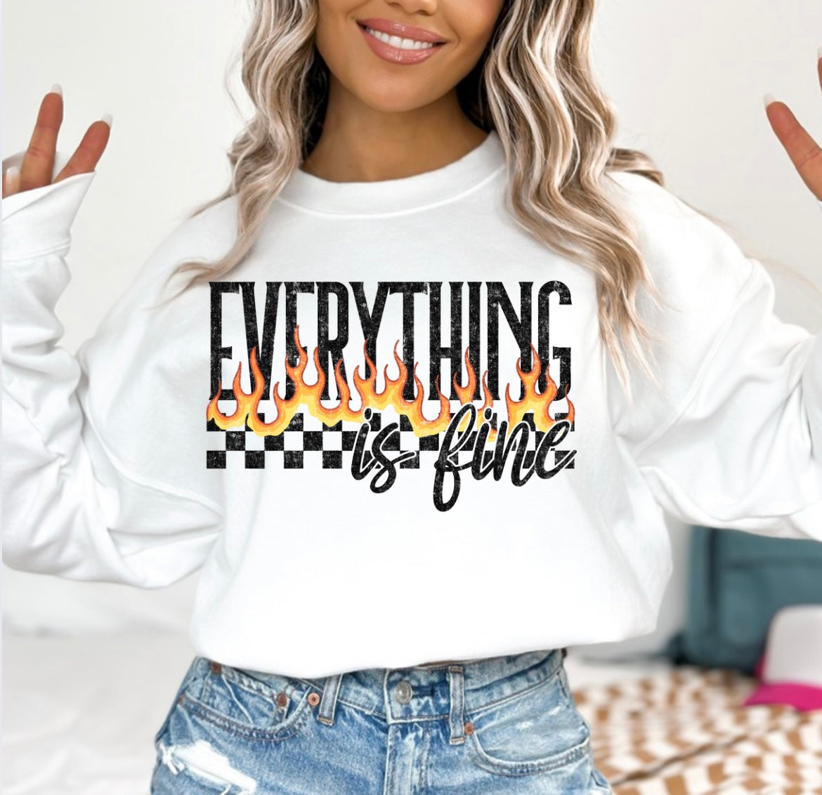 Everything is fine flames (black font)