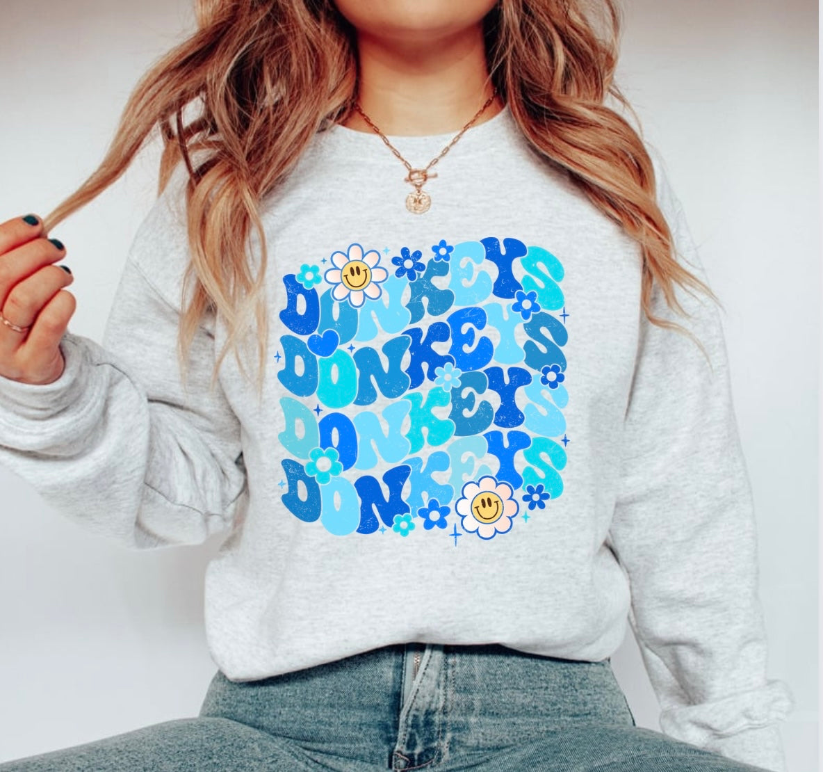 Retro floral Donkeys (blue)