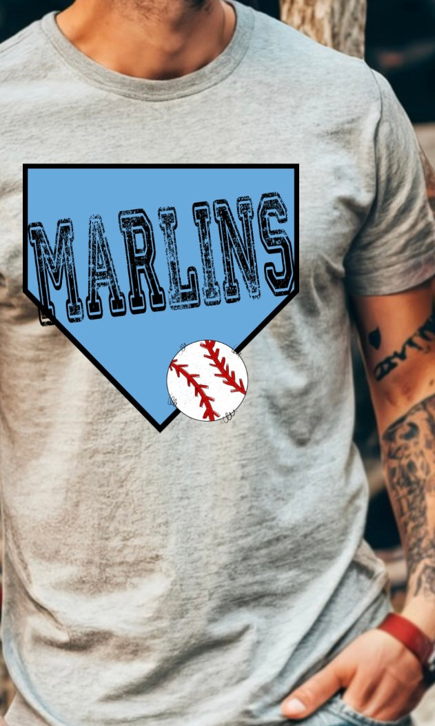 Marlins baseball blue homeplate