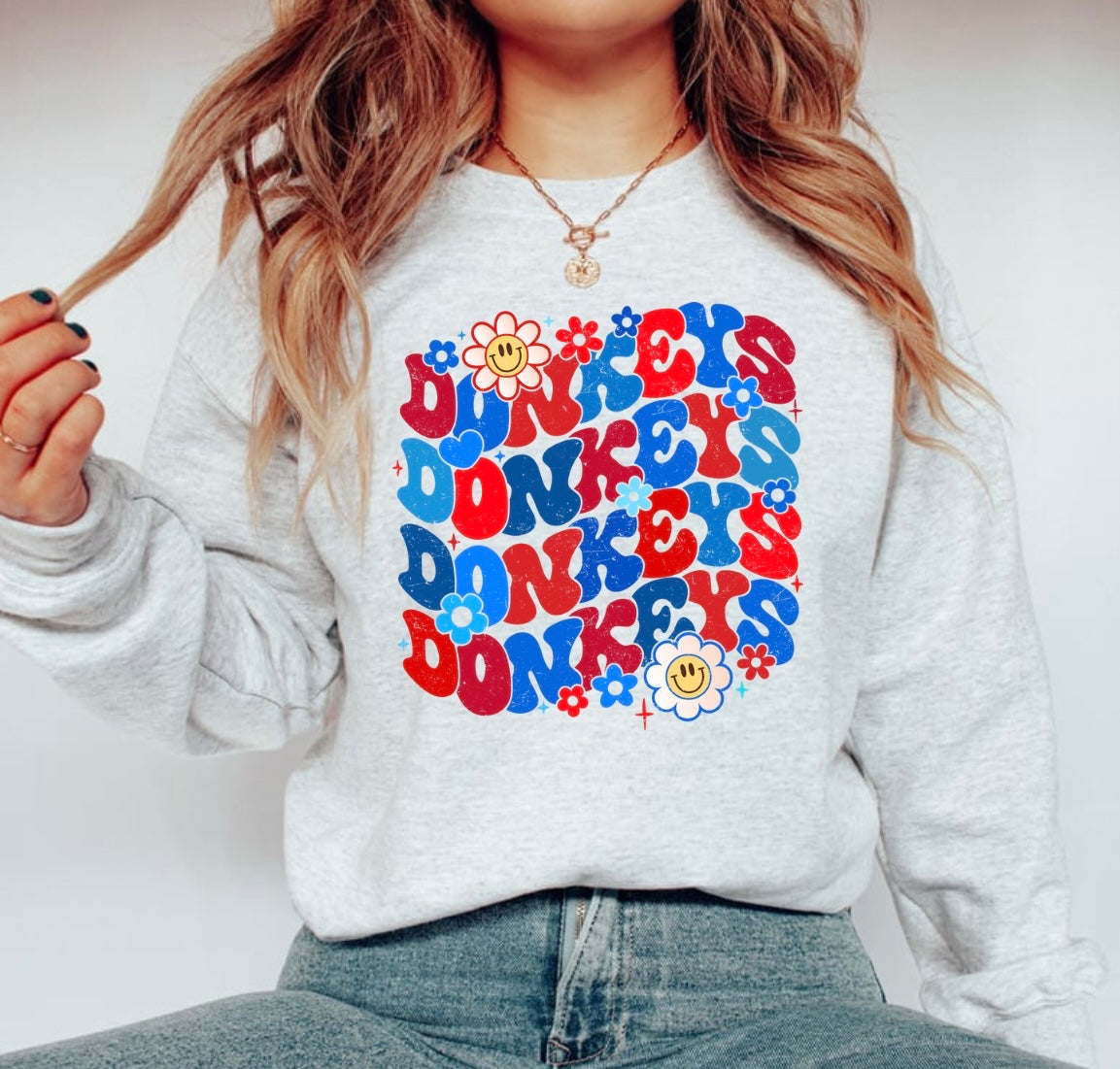 Retro floral Donkeys (red &blue)