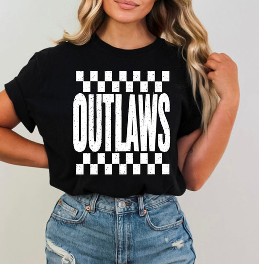 Outlaw mascot checkered white