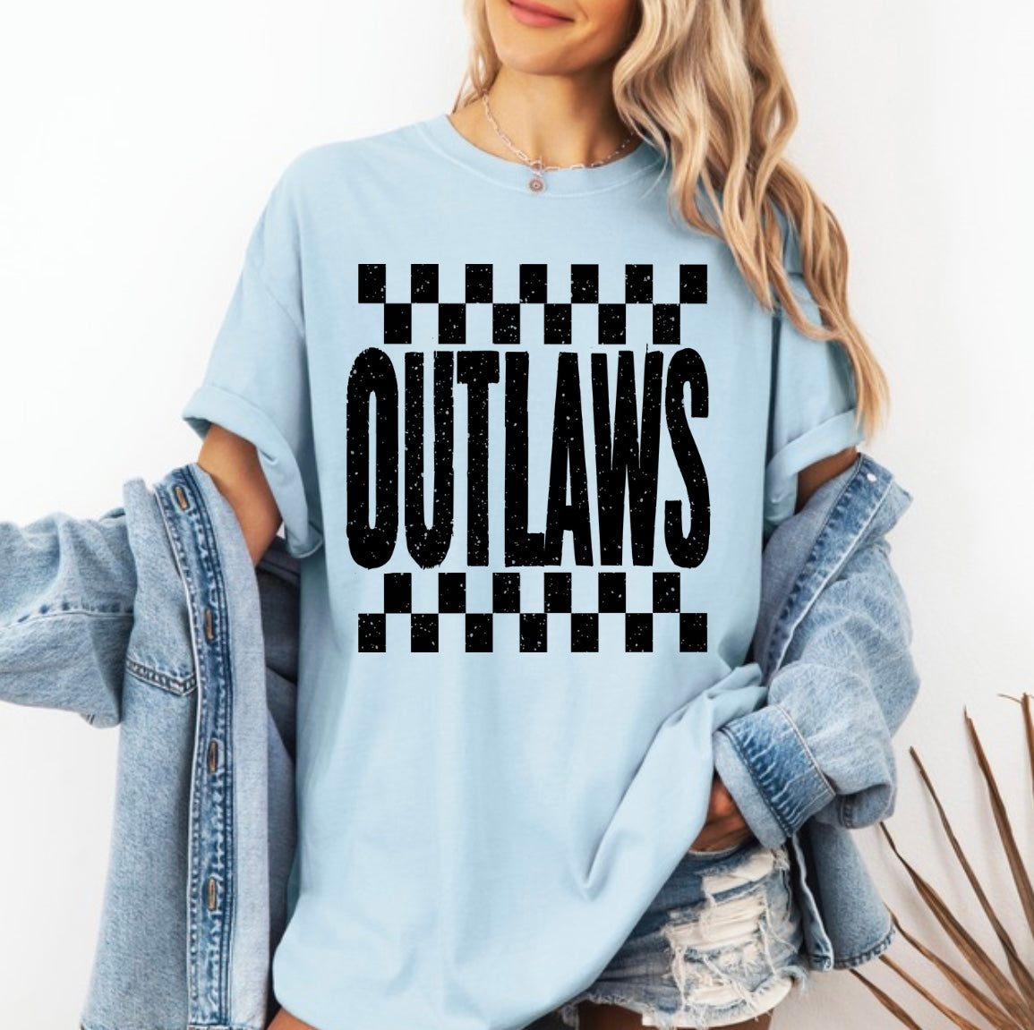 Outlaw mascot checkered black