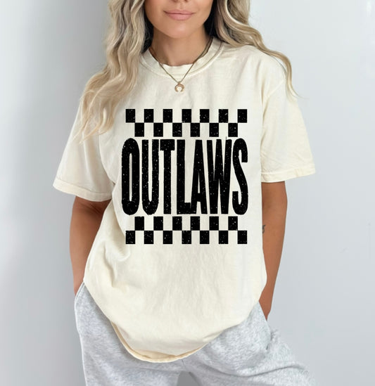 Outlaw mascot checkered black