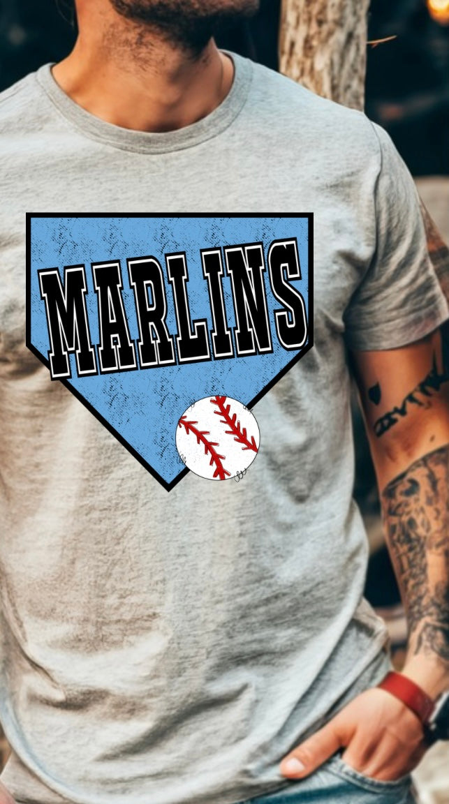 Marlins baseball blue homeplate (with grunge)
