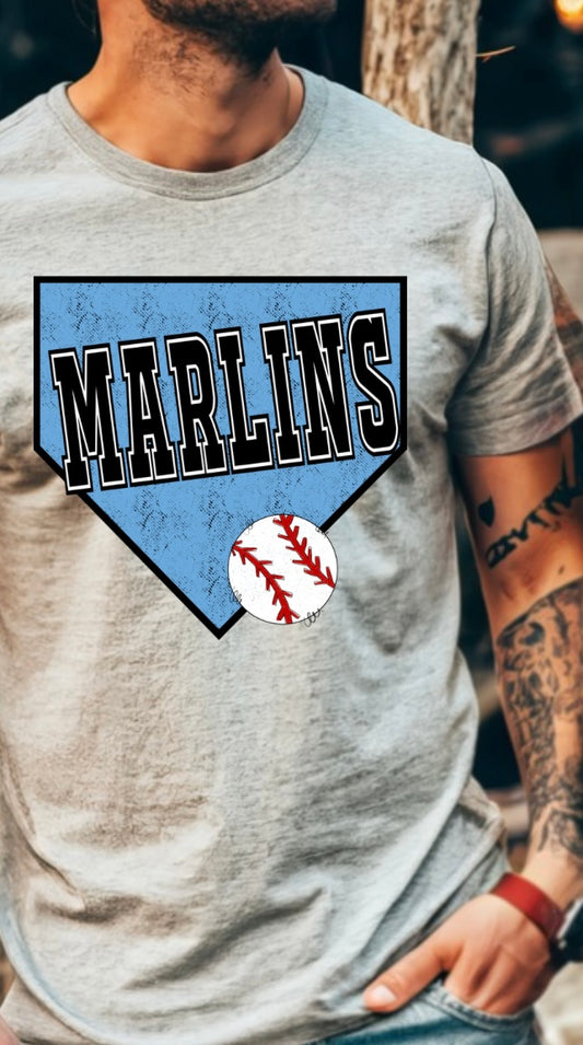 Marlins baseball blue homeplate (with grunge)