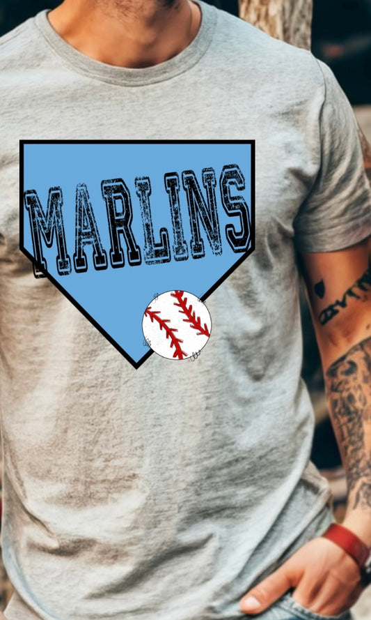 Marlins baseball blue homeplate