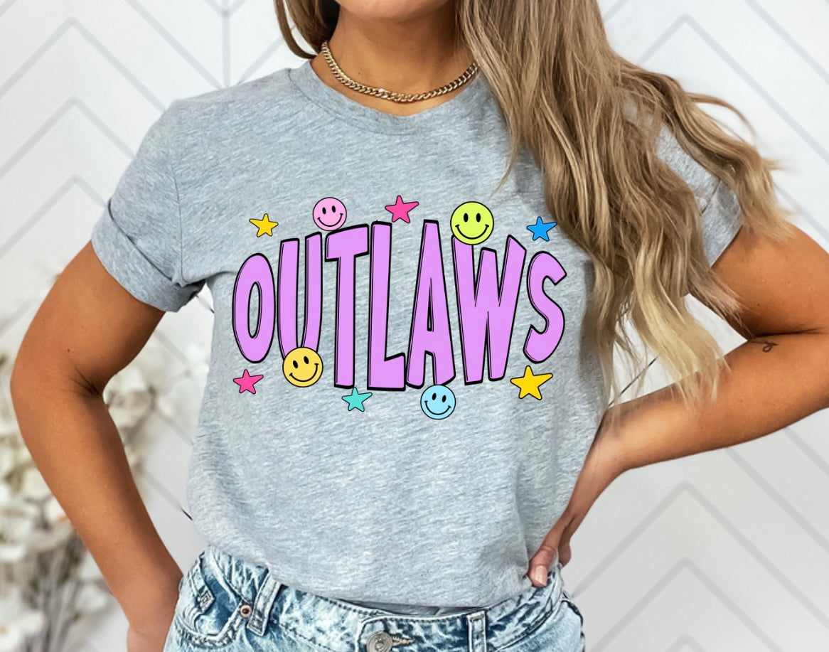 Colorful fun outlaws stars and smileys