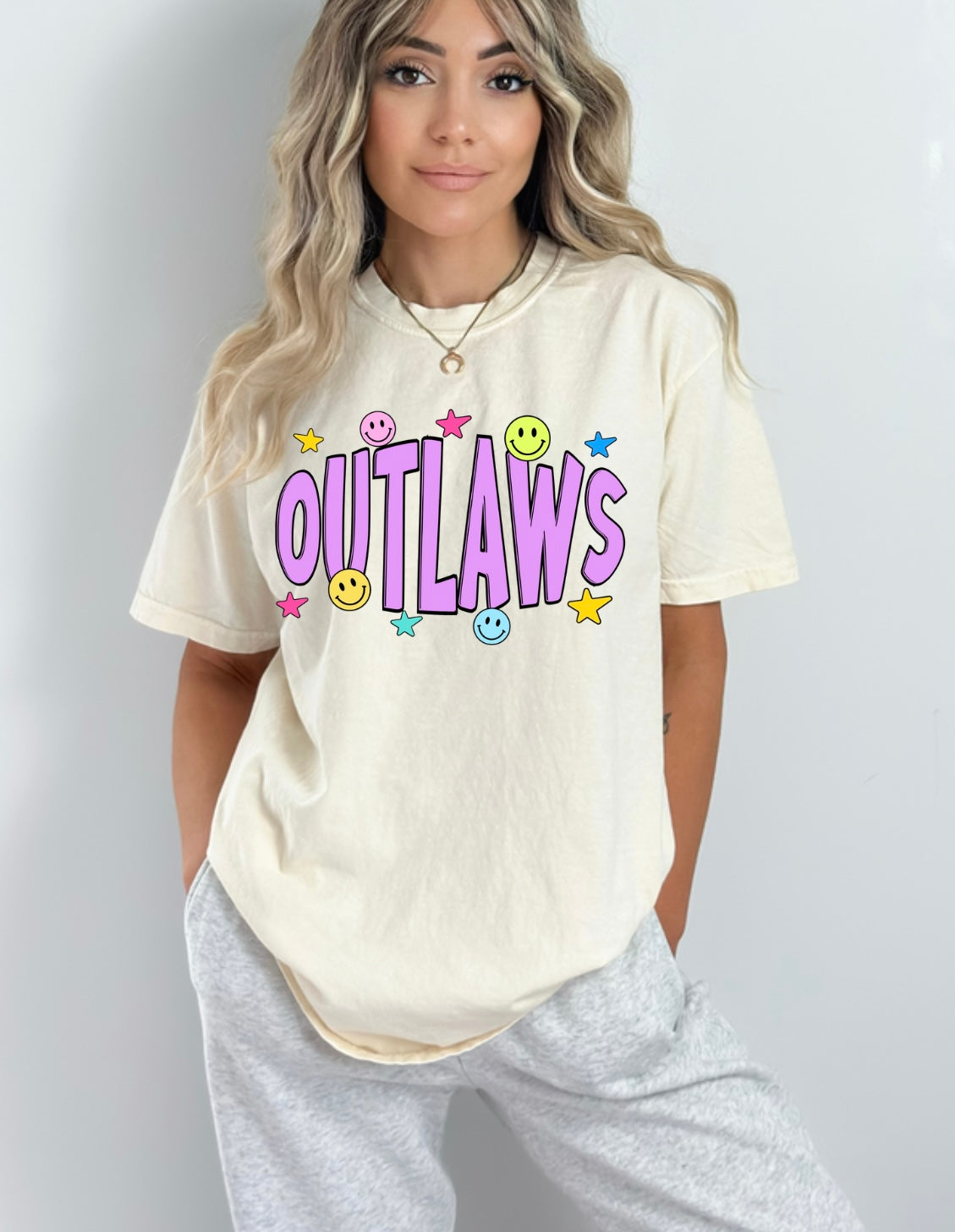 Colorful fun outlaws stars and smileys