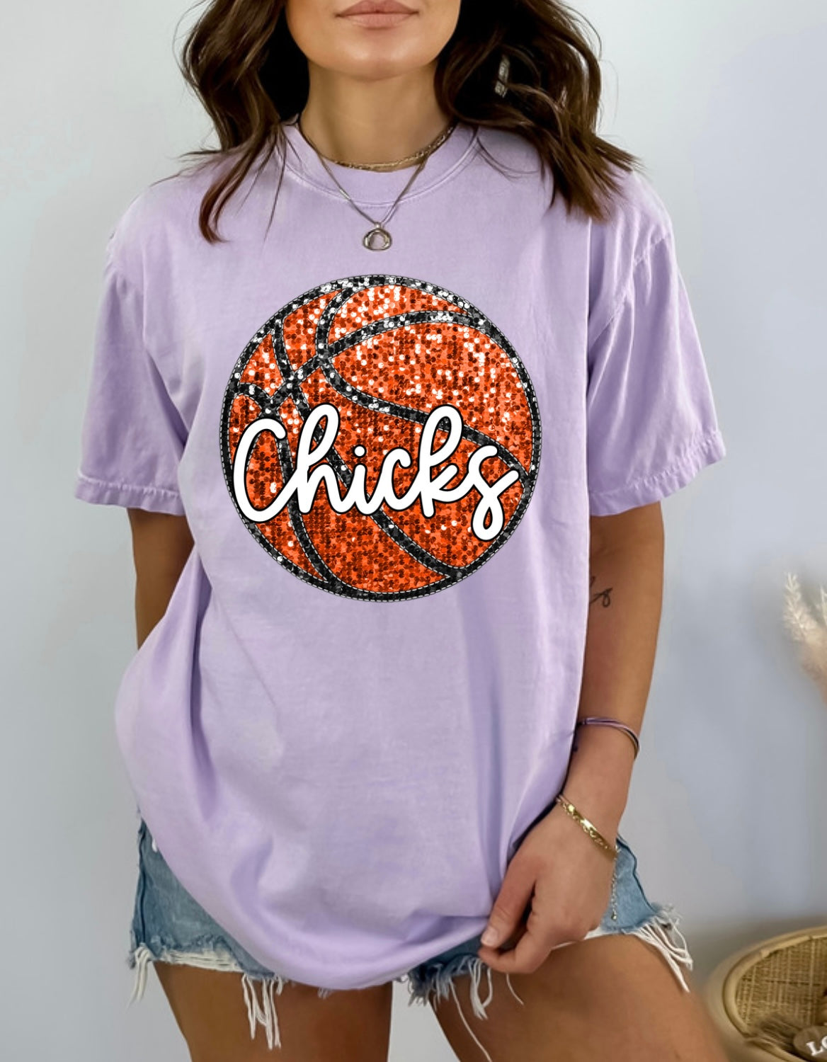 Faux sequin Chicks basketball