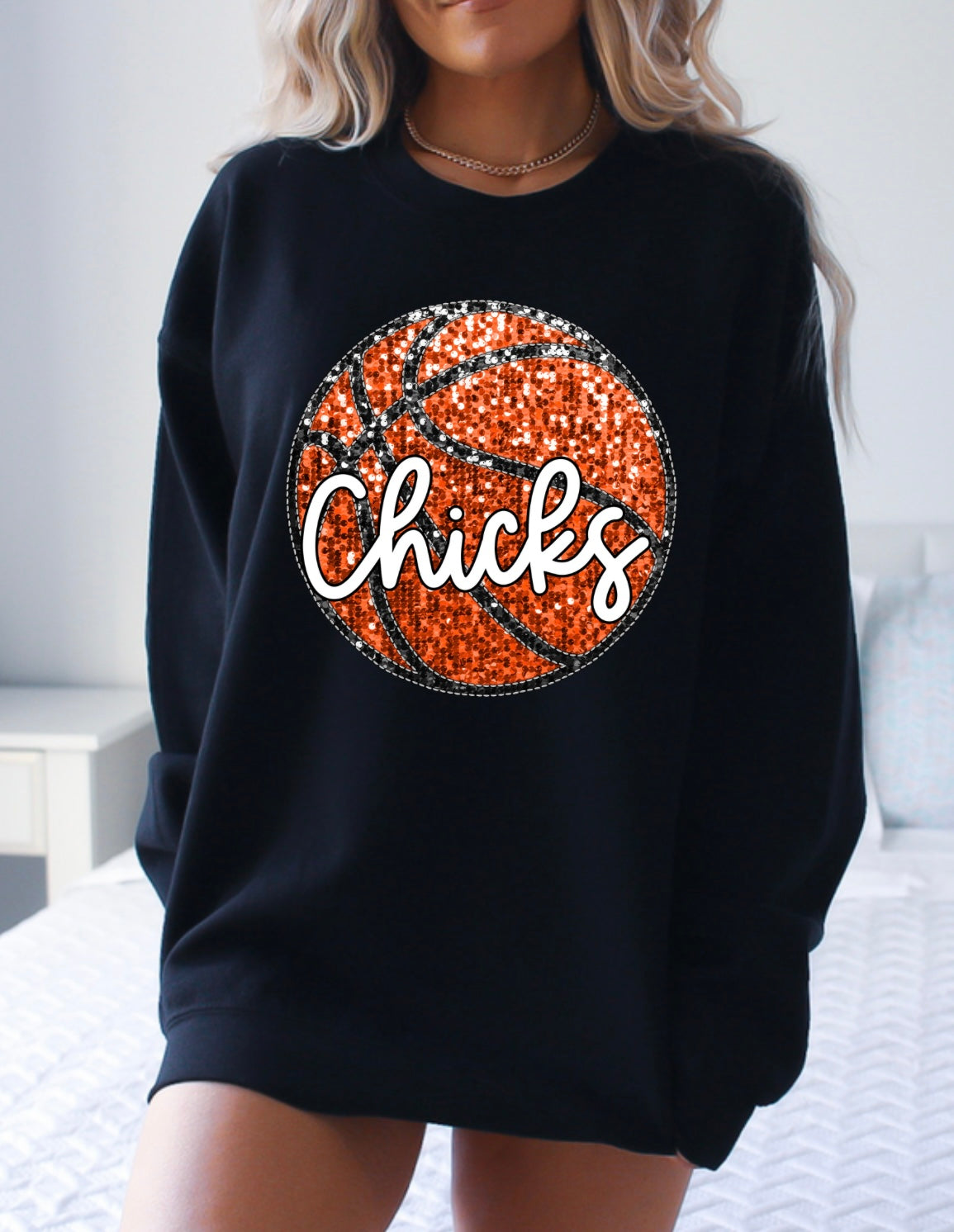 Faux sequin Chicks basketball