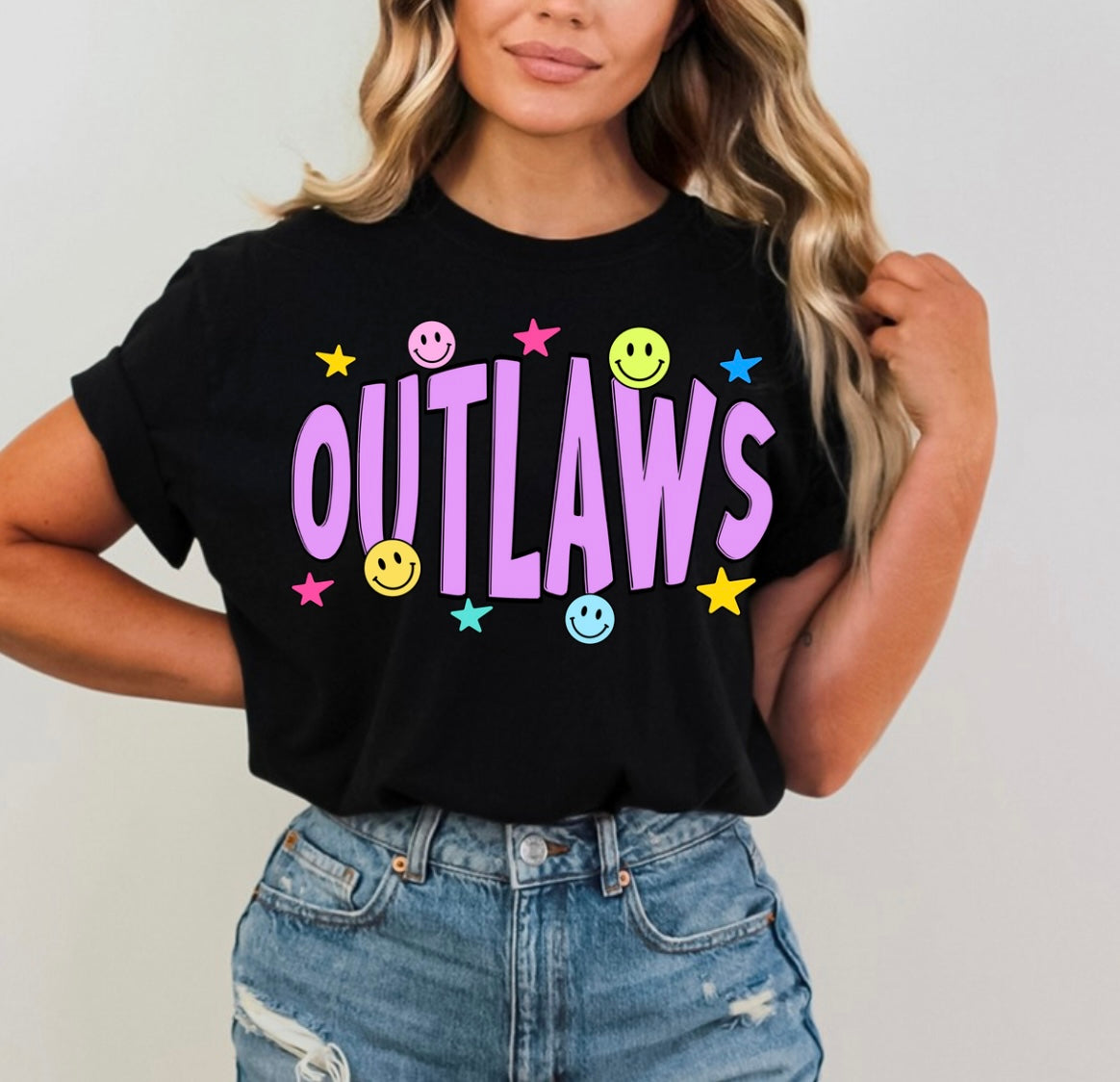 Colorful fun outlaws stars and smileys