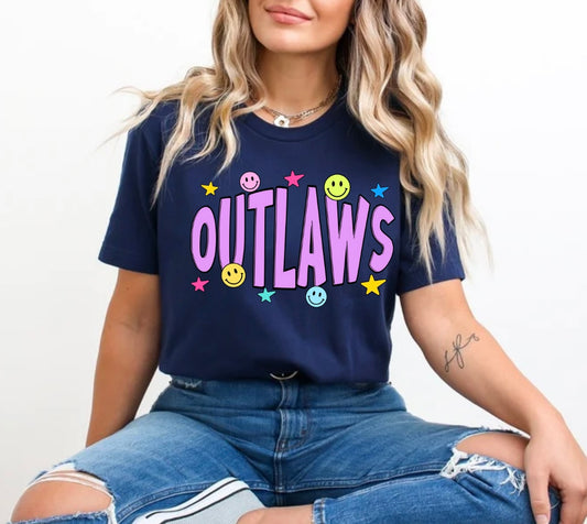 Colorful fun outlaws stars and smileys